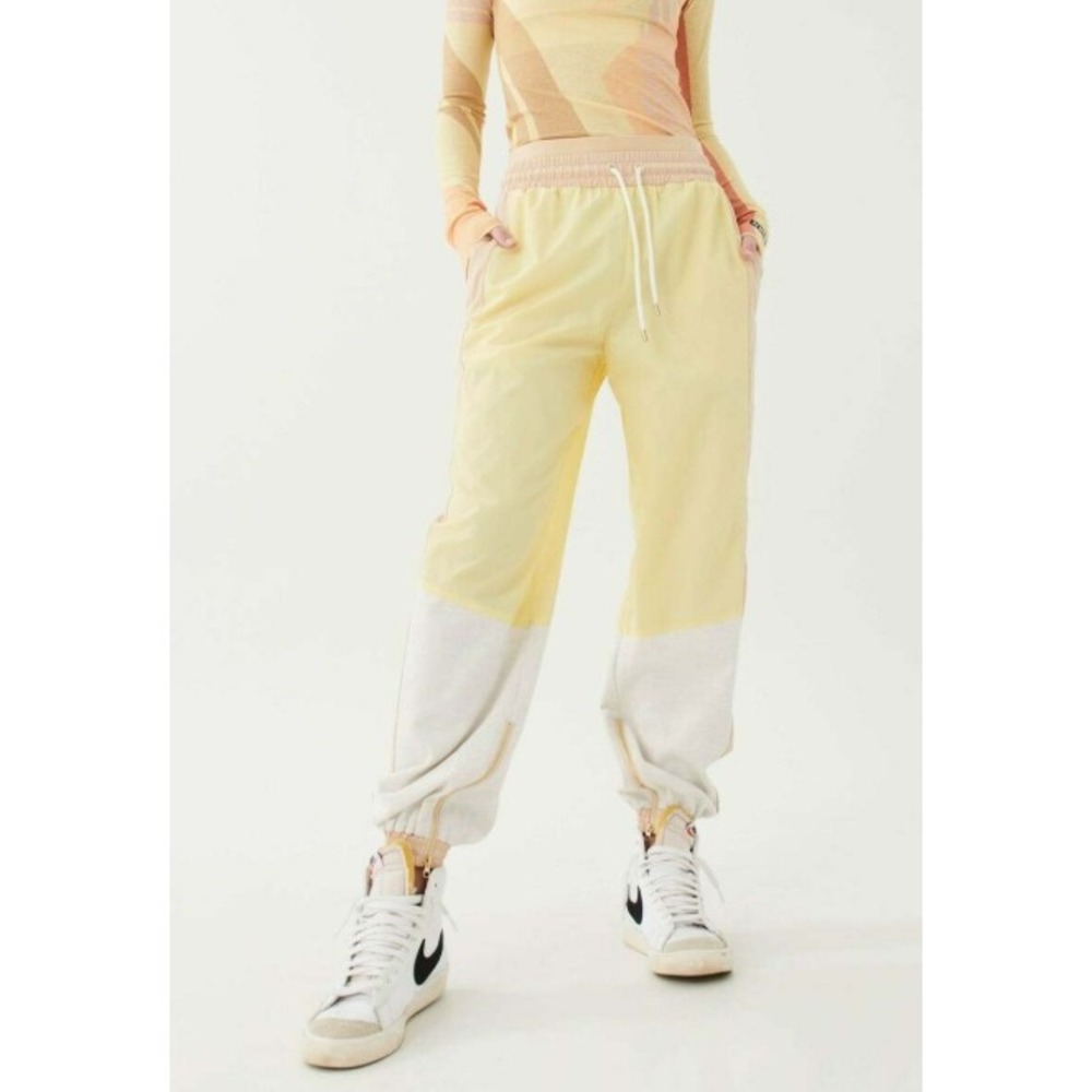 P.E Nation Colorblock Track Pants Yellow Tan Grey Joggers 3XL Comfort Casual